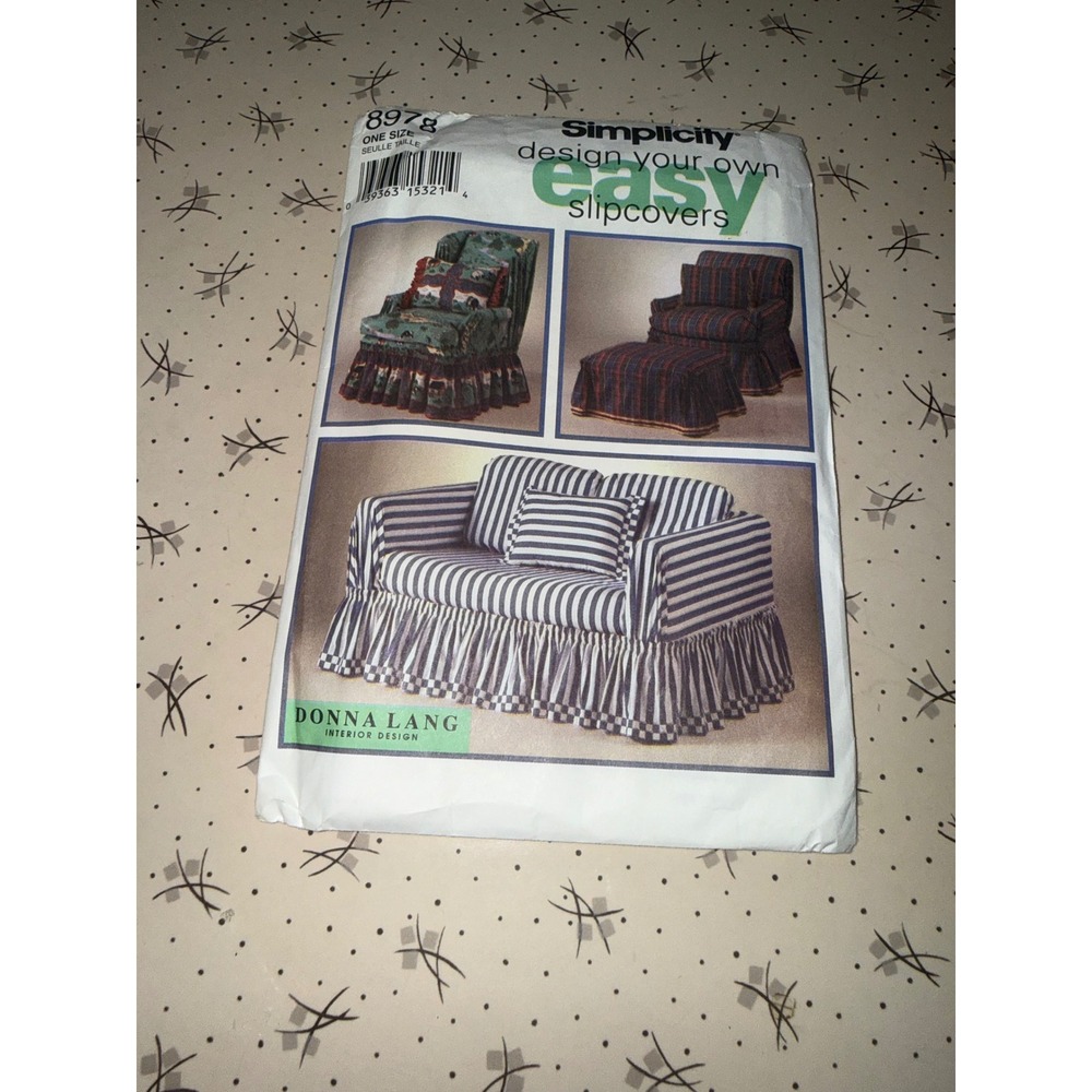 Simplicity 8978 Donna Lang Easy Slipcovers Sewing Pattern Sofa Chair Ottoman 94